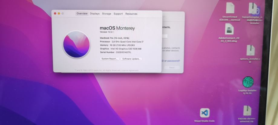 MacBook pro 15 2016 2.6GHz/256GB