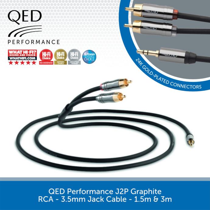 Qed kabel j2p graphite 3.5mm jack to phono 1.5M