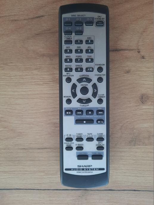 Sharp Audio System Remote Control RRMCG0395 AWSA