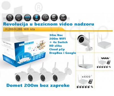 Bezicni video nadzor KIT 200 ili 400m na otvorenom - SA I BEZ ZICA !!