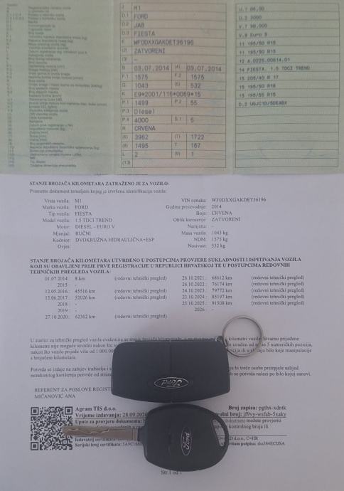 Ford Fiesta 1.5 TDCI HR VOZILO 93.500 km VELIKI SERVIS, fotografija 20