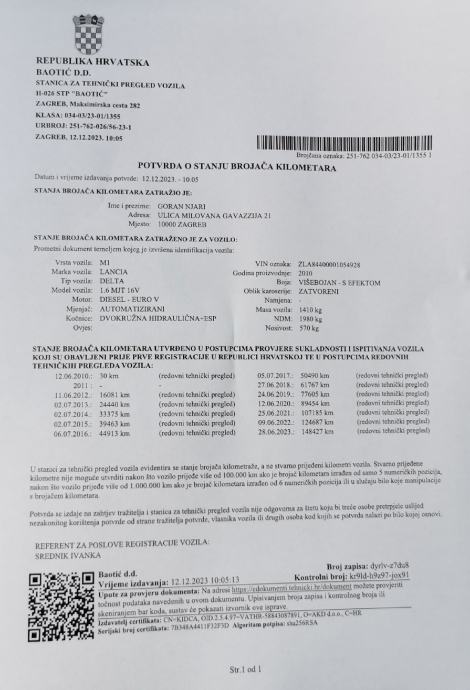 ŠMINKER!!! LANCIA DELTA 1,6 MJET AUTOMATIK HR AUTO BEZ SUDARA FULL++++