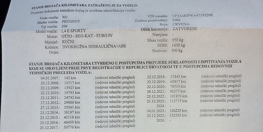 PEUGEOT 206, 134 000KM, fotografija 10