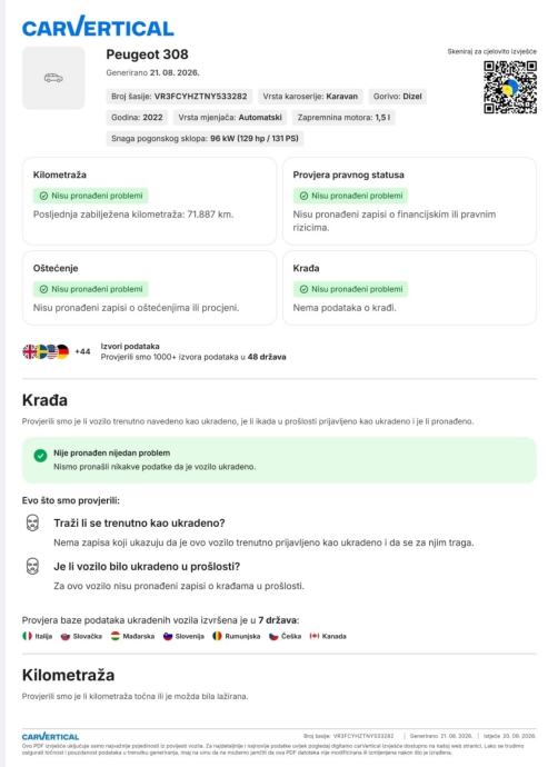 Peugeot 308 1.5 HDI ALLURE AUTOMATIK 80.000 km HR/SERVIS 06/27 JAMSTVO, fotografija 20
