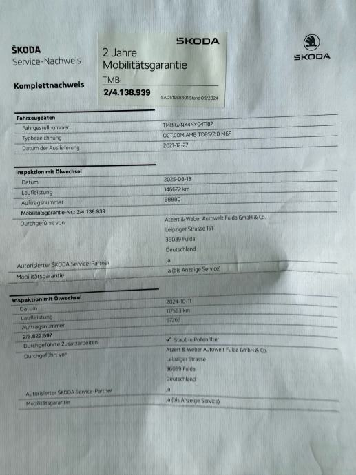 Škoda Octavia 2,0 TDI, SERVISNA KNJIGA,, pogled izvana - slika 2