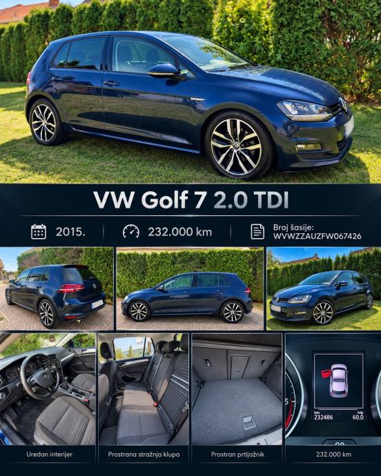 VW GOLF 7 2.0 TDI • 2015. • PANORAMA • NAVI • GRIJANJE SJEDALA, fotografija 9