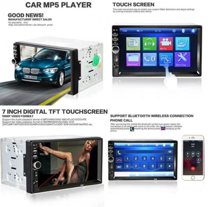 Auto radio 2 din 7ekran