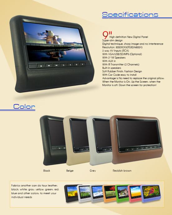 DVD player 9 za auto naslonjač NOVO