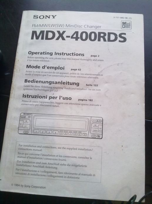 SONY MDX400RDS MiniDisc Charger