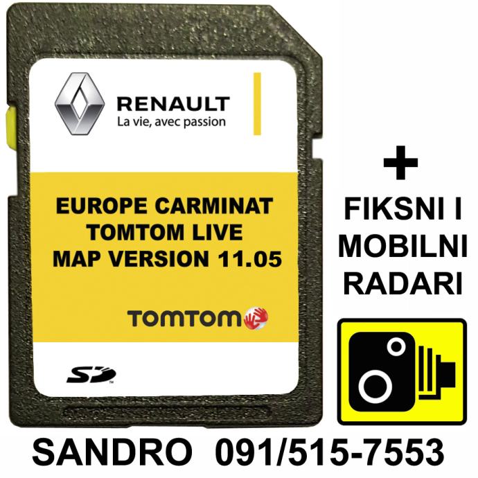 Renault Navigacija Carminat Tomtom 11.05 SD kartica 2023 / 2024