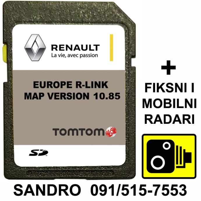 Renault SD kartica RLink Tomtom Live 10.85 sa RADARIMA 2022/2023