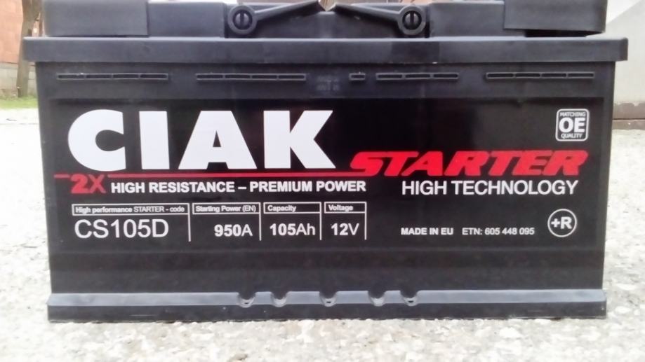 AKUMULATOR CIAK STARTER za traktor 12 V 105 Ah 950A