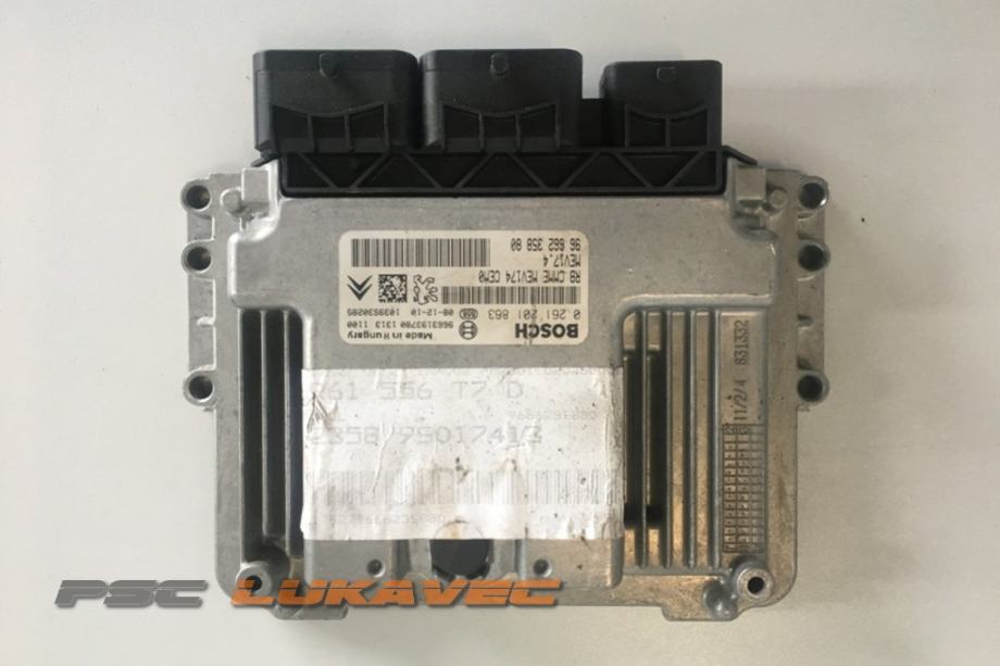 Calculateur Moteur (ECU) BOSCH MEV17.4 Pour PEUGEOT CITROËN - Réf. 0261201863 / 9666235880 - Occasion Fonctionnel