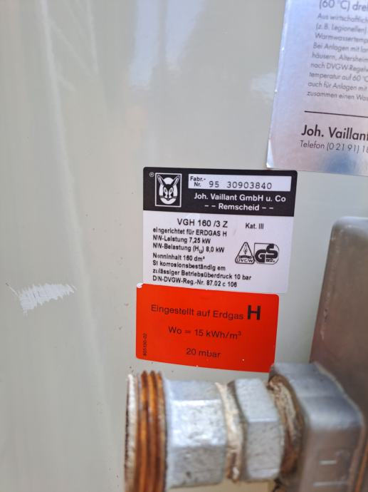 Vaillant spremnik tople vode VGH 160/3 Z, 160 L