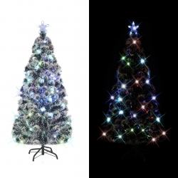 Umjetno Božićno drvce s postoljem od čelika i LED žaruljama 210 cm
