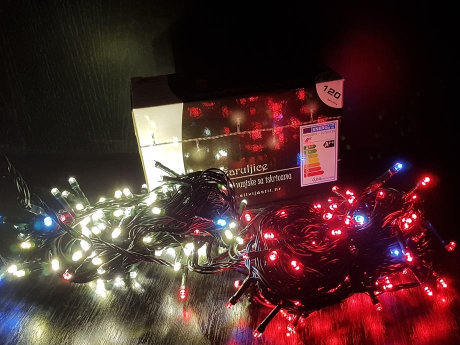 božićne lampice, LED 120 komada vanjske sa iskricama, NOVO