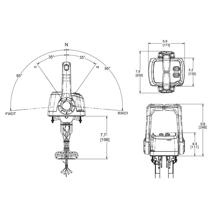 TELEFLEX MECHANICAL CONTROL - DOUBLE, CONSOLE MOUNT, CHROME-TXCHX8240P