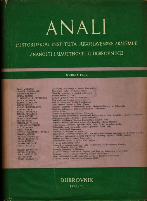Anali JAZU Dubrovnik 4-5, 1955-1956. (Z128)