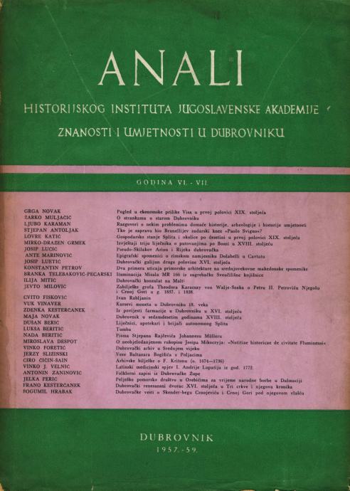 Anali JAZU Dubrovnik 6-7, 1959. (S54)