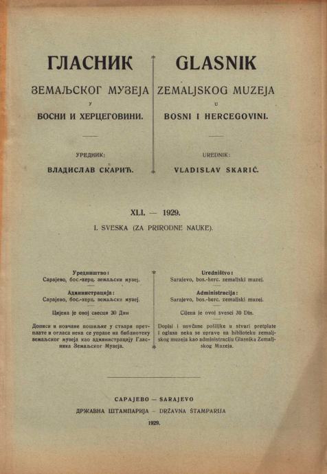 Glasnik Zemaljskog muzeja u Bosni i Hercegovini 41, sv. 1, 1929. (Z131