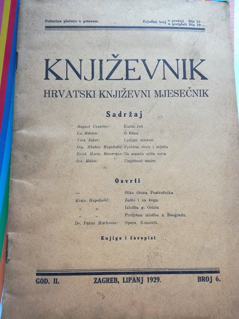 Književnik, lipanj 1929. Zagreb
