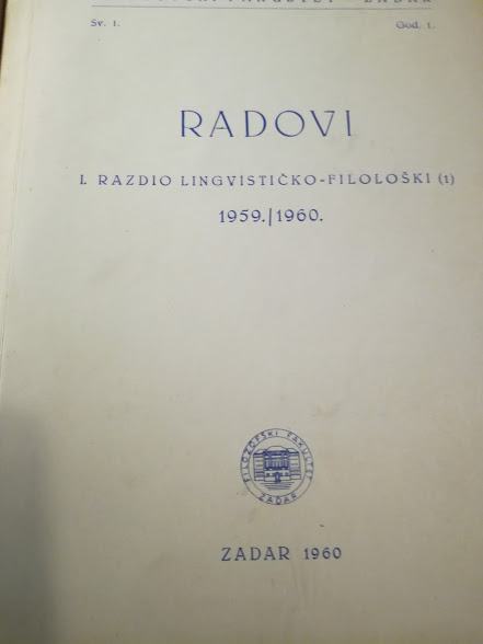 Radovi Filozofski fakultet Zadar - lingivistika 1959/60