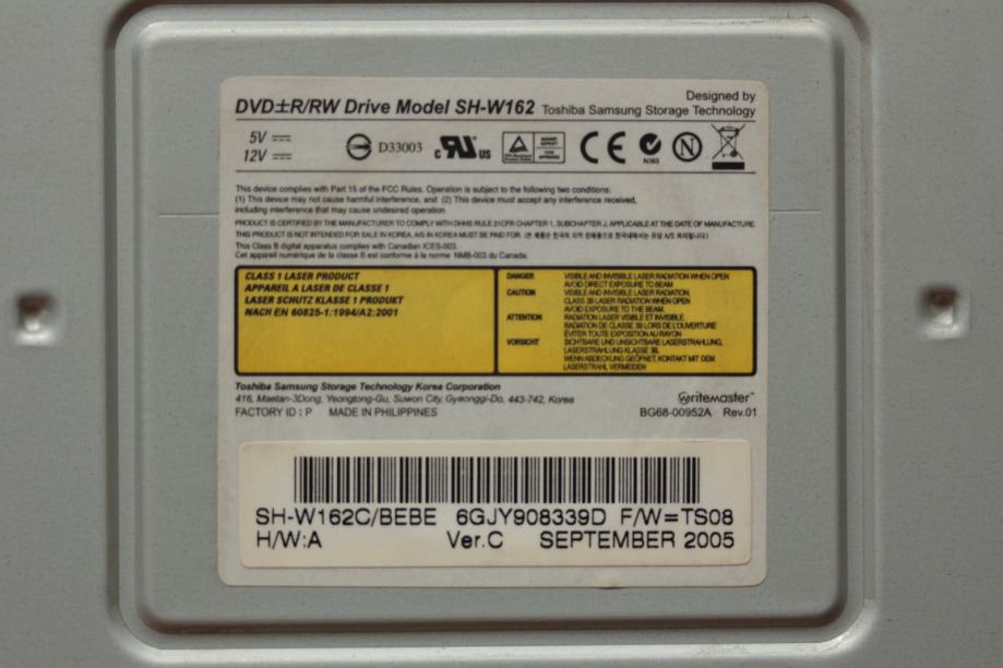 Toshiba Samsung DVD ± R/RW SH-W162 PRŽILICA + floppy