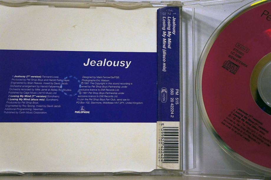Pet Shop Boys Jealousy (Maxi CD Single) 1991