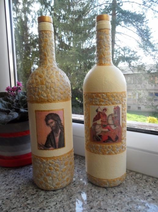 Ukrasne flaše boce sa ikonama(Sv.Georgije i Sv.Jovan)