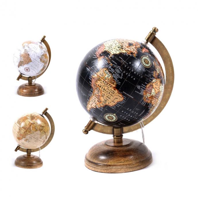 Globus s drvenim postoljem 21 x 14 cm