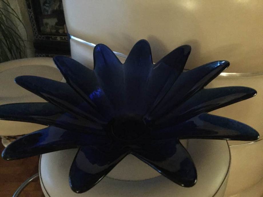 HOMEDECOR ukrasna staklena zdjela voćarica bonbonjera cobalt plava
