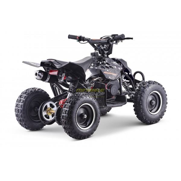 Miniquad ATV De 49 Cc Para Niños - Arranque Eléctrico, Negro Y Blanco - Con Parada De Emergencia Y Neumáticos 6"