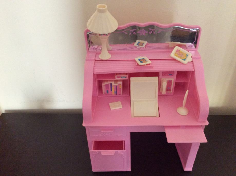 Vintage Mattel Barbie namještaj, Roll Top Desk & Bookcase