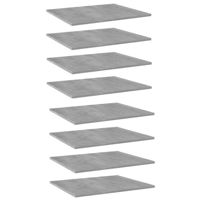 Police za knjige 8 kom siva boja betona 60x50x1,5 cm od iverice - NOVO
