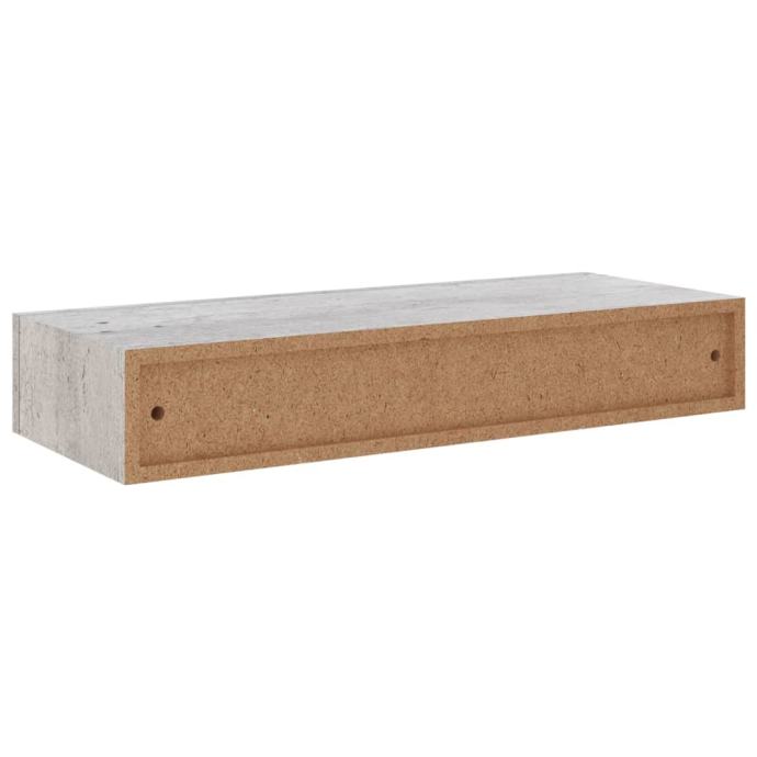 Lot De 2 étagères Murales Avec Tiroir FENLAX - 60x23.5x10 Cm, MDF Et Métal Noir - Étagère Flottante Rangement Salon