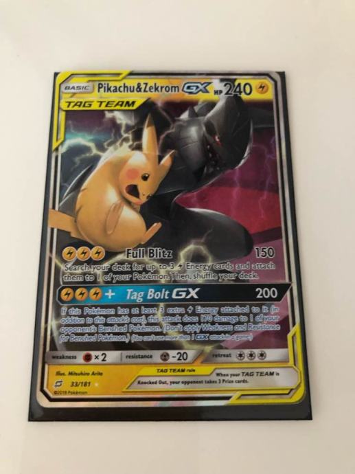 Pikachu & Zekrom Tag Team GX - 33/181 - Ultra Rare Holo - Pokemon TCG Team Up