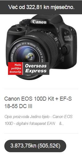 Canon EOS 100D Kit + EF-S 18-55 DC III - NOVI / IZDAVANJE R1