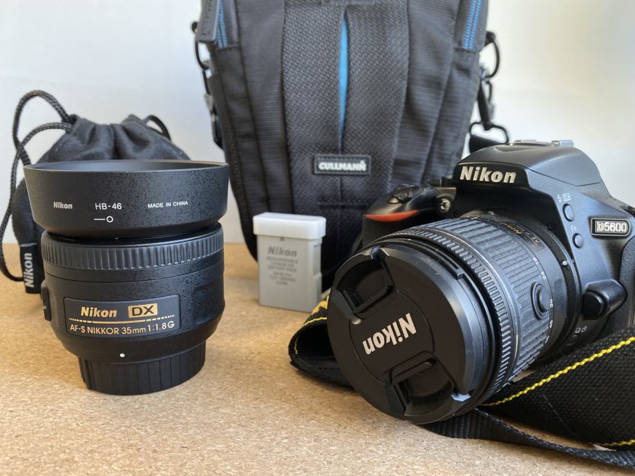 Nikon D5600 + Nikkor AF-P 18-55 + 64 GB kartica + torba + kućište(!!)