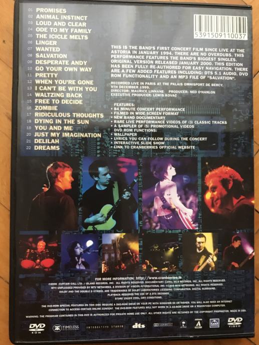 DVD / The Cranberries / Live in Paris / 1999. / 63,08 kn / Pula