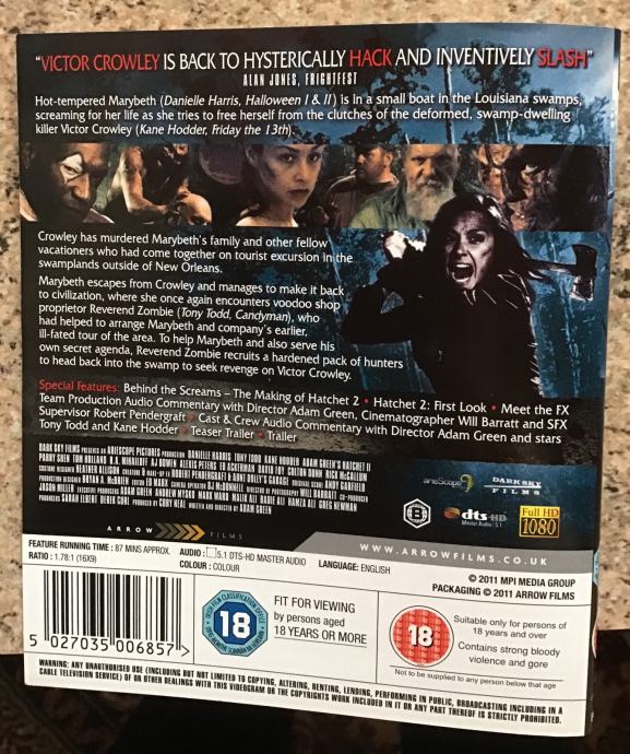 Hatchet 2 bluray