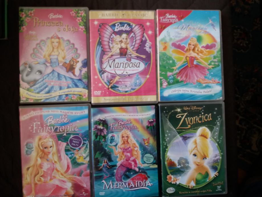 Prodajem set od 6 DVD-a, 5 Barbie+ Zvončica