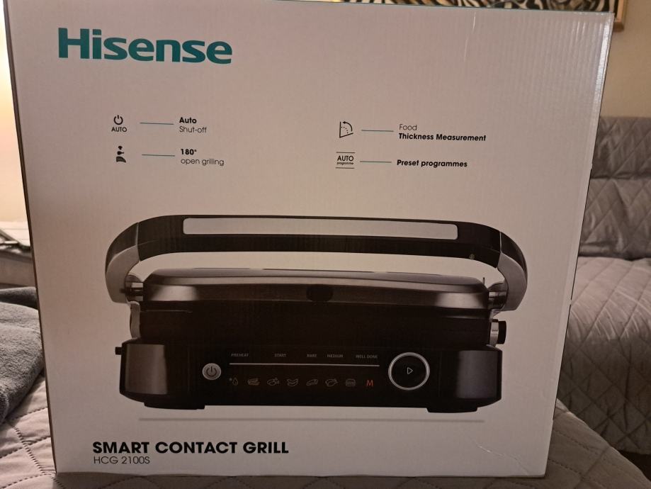 Bistecchiera Elettrica Hisense HCG2100S - Piastre Rimovibili, 7 Programmi, Controllo Smart, Potenza 2100W, Temperatura Fino A 255°C