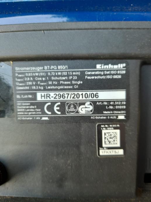 Avviamento A Fune Per Einhell BT-PG 850, STE 800 E Scheppach SG950 – Ricambio Compatibile