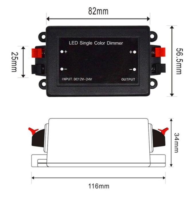 Bezični dimmer za LED rasvjetu, LED trake 1224V, 1 kanal, max. 8A