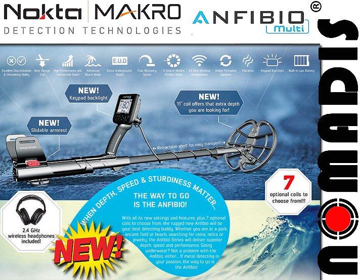 Nokta Anfibio Metal Detector Multi – Subacqueo IP68 Fino A 5m, Con Cuffie Wireless E Modalità Spiaggia