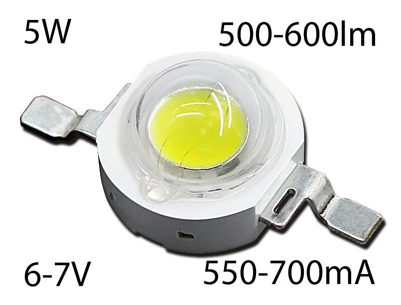 LED Chip 5W / 700mA (67V) 3000, 4500 i 6500°K. Leće za LED chipove