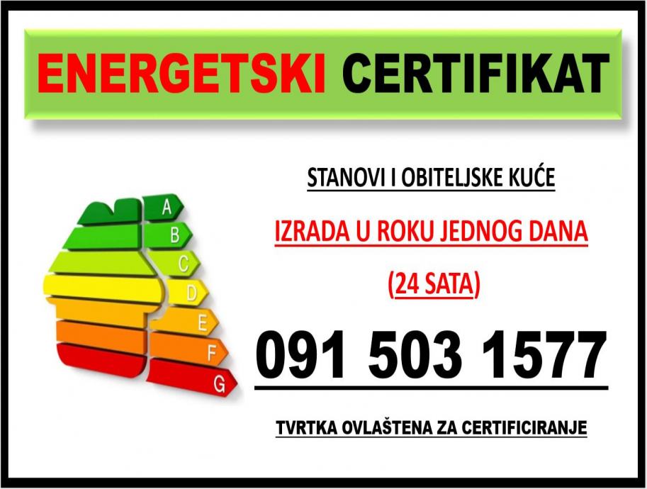 Energetski certifikat - izrada u roku 24 sata, cijena od 340 kn