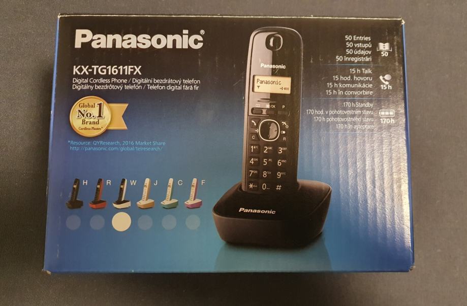 Telefon Panasonic KX-TG1611FX, bežični, crni - NOVO!