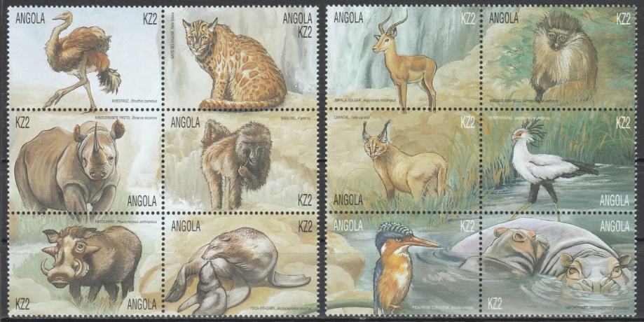 Angola - Set od 12 - Afrička fauna - Mi 1539~1550 - 2000 - MNH