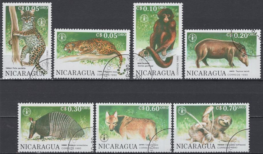 Nikaragva - Set od 7 - Fauna - Mi 3030~3036 - 1990